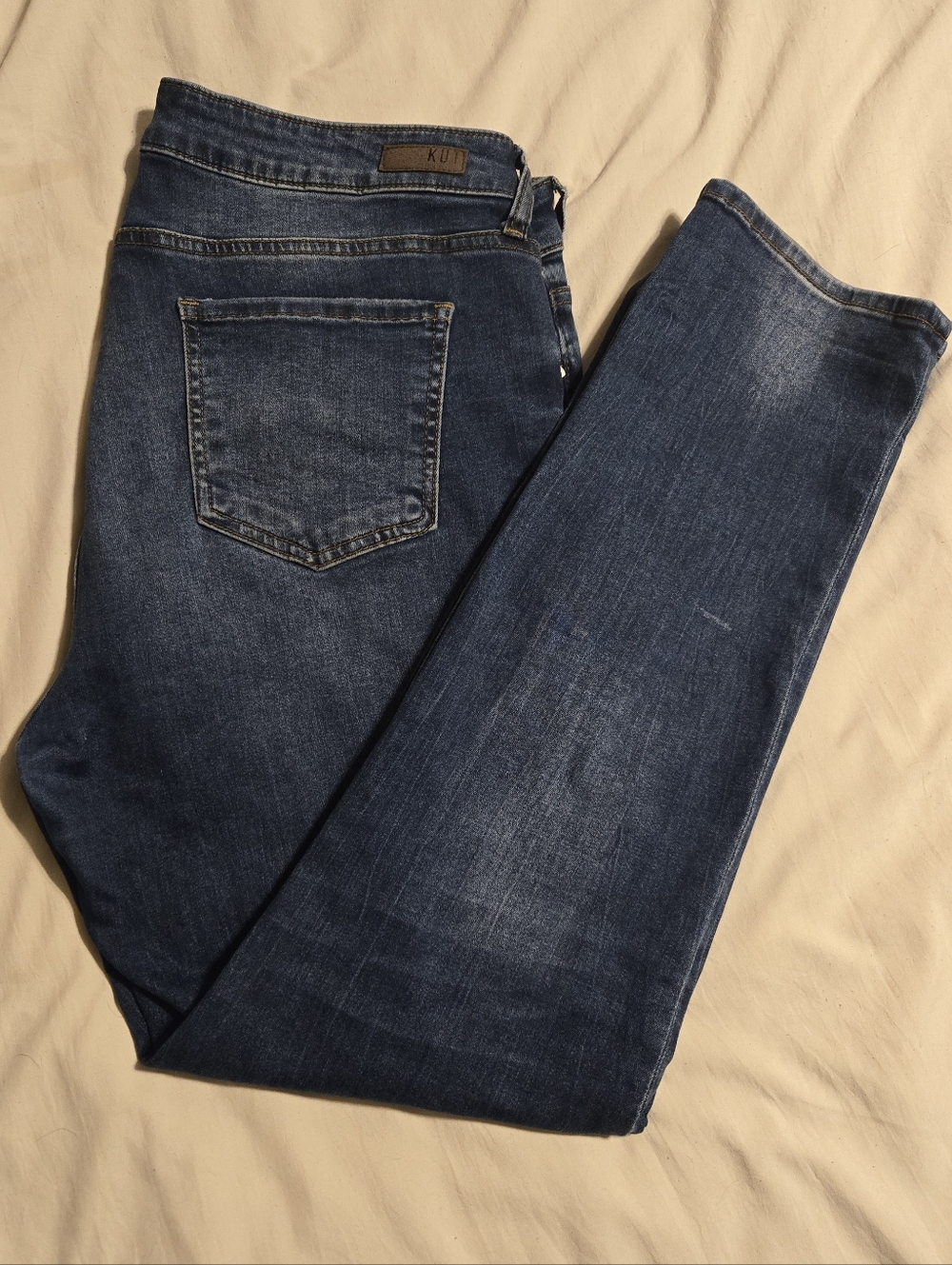 KUT from the Kloth Jeans Womens 12 Petite Medium Wash Straight Leg Mid Rise